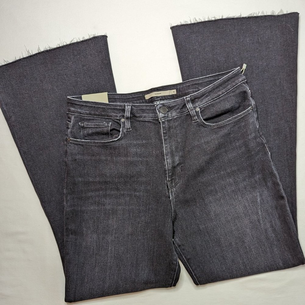 HUDSON JEANS Holly High Rise Flare Jeans in Mysterious Black Size 34 Petite New